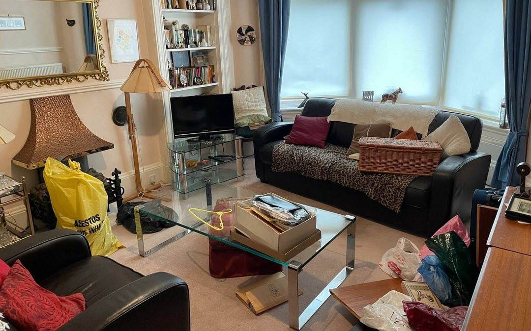 Furnished living room in a family home before a house clearance