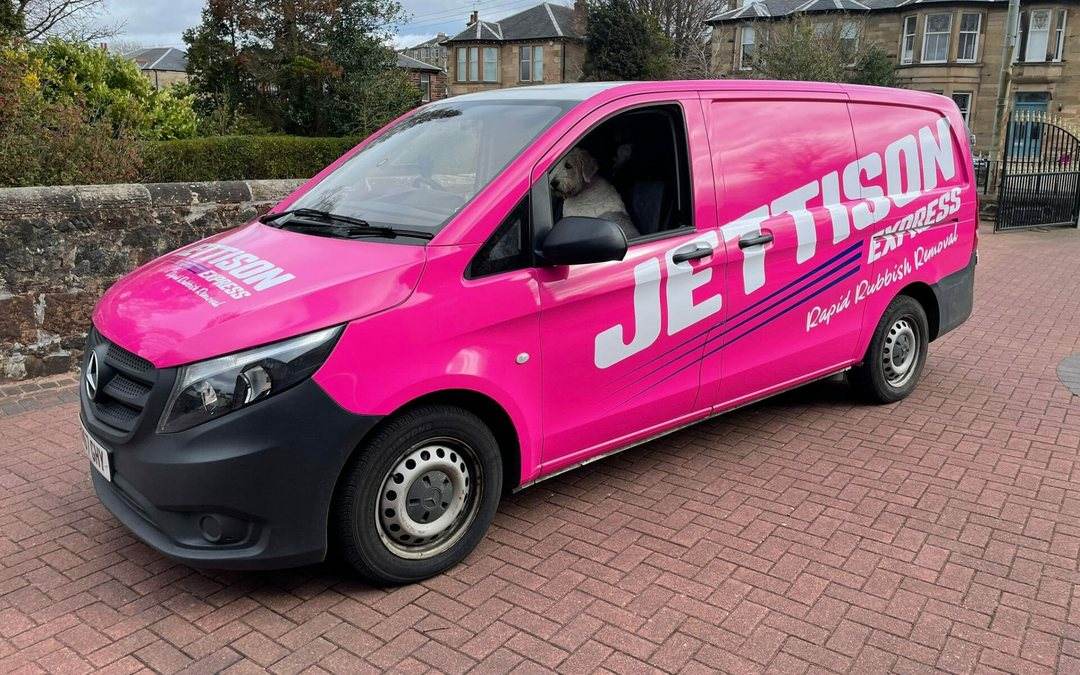 Jettison Express van parked on a residential street