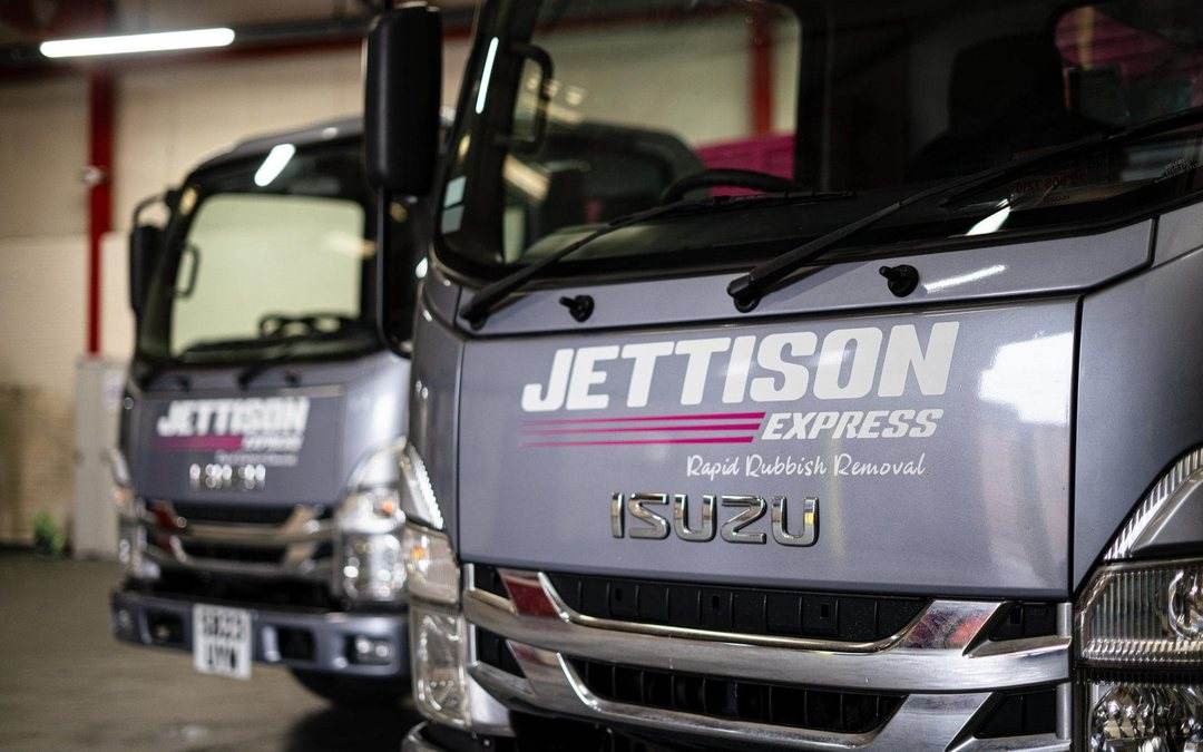 Two branded Jettison Express clearance trucks